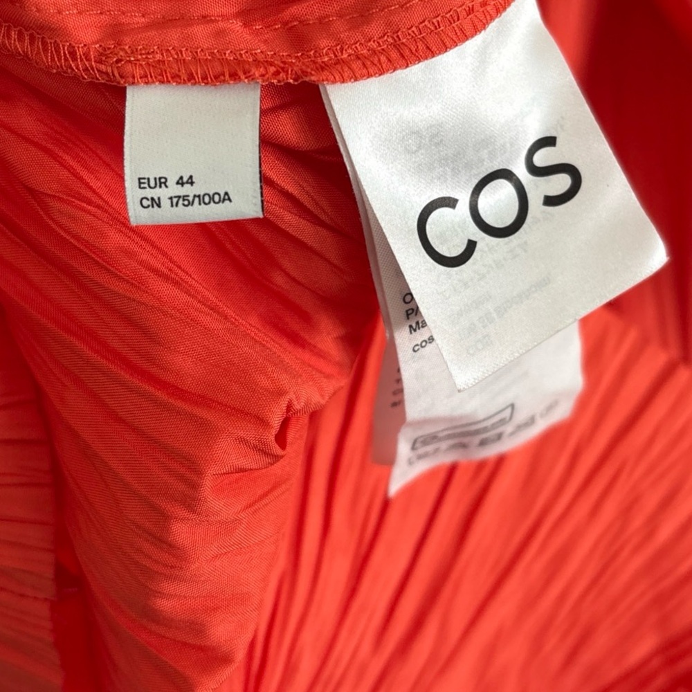 COS Women’s Pleated Long Sleeve Cape Style Open Sleeve Blouse Orange Size 44 L - Picture 6 of 9